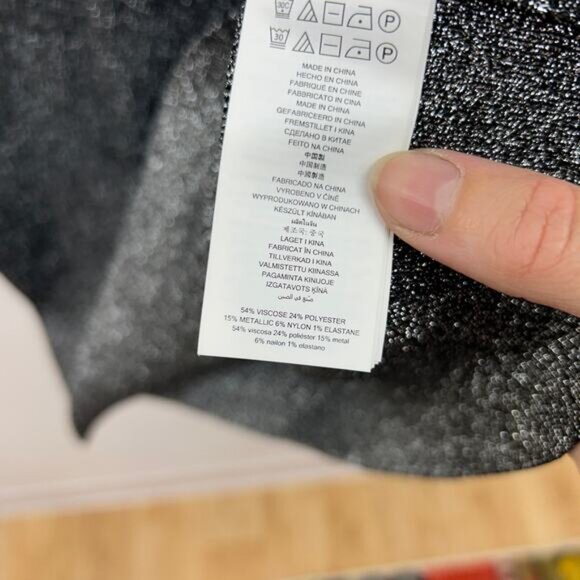 NEW $175 Michael Kors Black Silver Sparkle Long Sleeve Knit Mini Dress XL - Picture 7 of 7